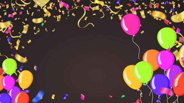 Balões Aniversário Voando Para Festa Celebrações Com Espaço Para Mensagem — Vetor de Stock