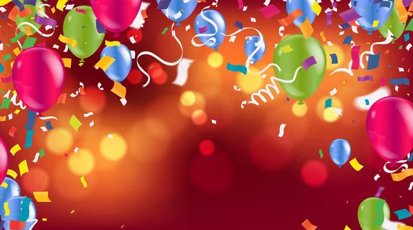 Color Glossy Happy Birthday Balloons Banner Vector Illustration Colorful — Stockvektor