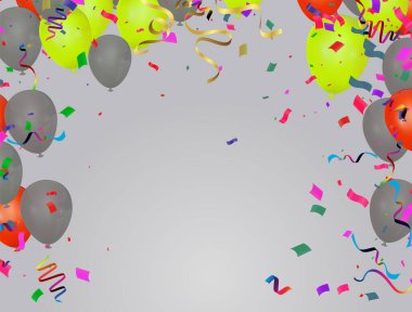 Kutlama geçmişi konfeti ve yılanbalığıyla. Vektör illüstrasyonu.