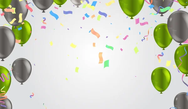 Fundo Celebração Com Confetes Balões Ilustração Vetorial — Vetor de Stock