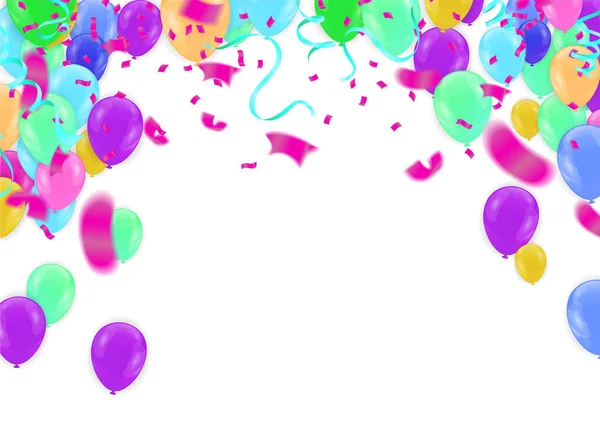 Fond Célébration Avec Confettis Ballons Illustration Vectorielle — Image vectorielle