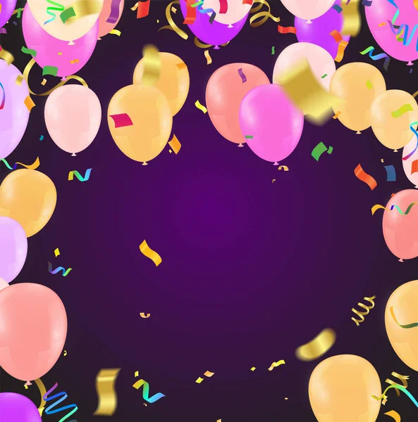 Ιστορικό Πολύχρωμα Μπαλόνια Και Κομφετί Εικονογράφηση Διανύσματος Eps — Διανυσματικό Αρχείο