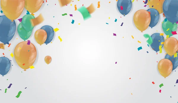 Fundo Celebração Com Balões Confetes Ilustração Vetorial — Vetor de Stock