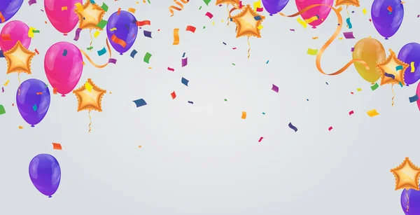 Fond Célébration Avec Ballons Confettis Illustration Vectorielle — Image vectorielle