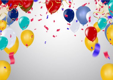 Balonlar ve konfetilerle kutlama geçmişi. Vektör illüstrasyonu.