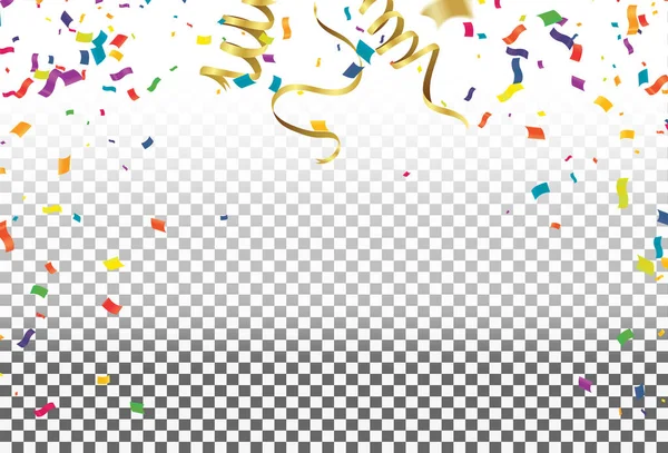 Fond Célébration Avec Confettis Rubans Illustration Vectorielle — Image vectorielle