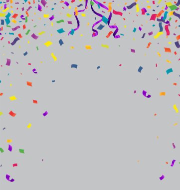 Konfeti. Beyaz arka planda renkli konfeti. Tatil vektör illüstrasyonu.