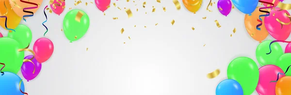 Fundo Celebração Com Balões Confetes Ilustração Vetorial — Vetor de Stock