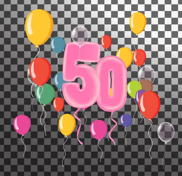 Χρόνια Εορτασμός Μπαλόνια Διαφανές Παρασκήνιο Εικονογράφηση Διανύσματος — Διανυσματικό Αρχείο