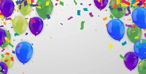 Φόντο Εορτασμού Μπαλόνια Και Κομφετί Εικονογράφηση Διανύσματος — Διανυσματικό Αρχείο