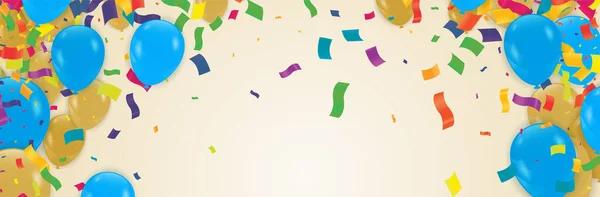 Celebration Background Balloons Confetti Vector Illustration — Stock Vector
