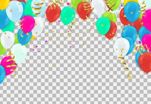 Viering Achtergrond Met Kleurrijke Ballonnen Confetti Vectorillustratie — Stockvector