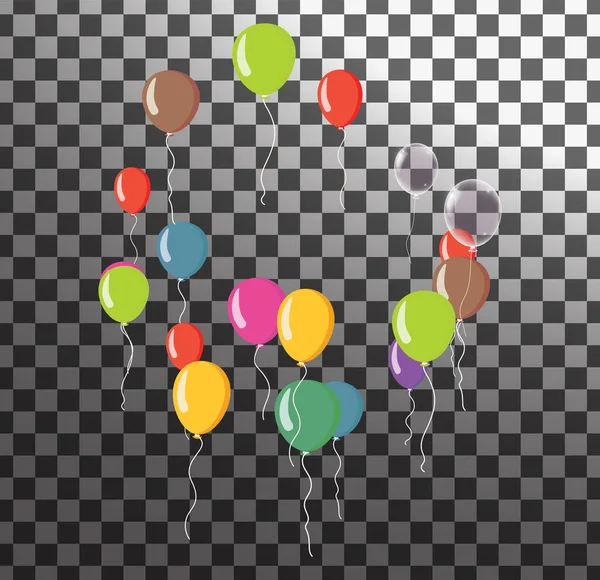 Conjunto Balões Coloridos Isolado Fundo Transparente Ilustração Vetorial — Vetor de Stock