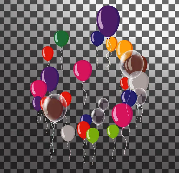 Balões Multicoloridos Isolados Fundo Transparente Ilustração Vetorial Eps — Vetor de Stock