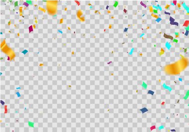 Konfeti ve kurdelelerle kutlama geçmişi. Vektör illüstrasyonu.