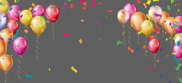 Celebration Background Balloons Confetti Vector Illustration — Stock Vector
