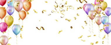 Arka planda pastel balonlar. Doğum günü partisi arkaplanı, Boşluğu kopyala