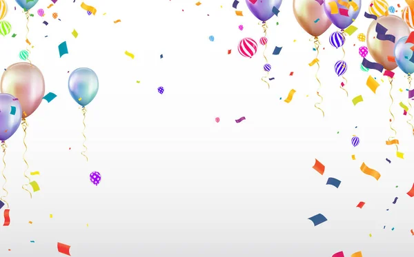 Pastellfarbene Luftballons Auf Hintergrund Geburtstag Party Hintergrund Kopierraum — Stockvektor
