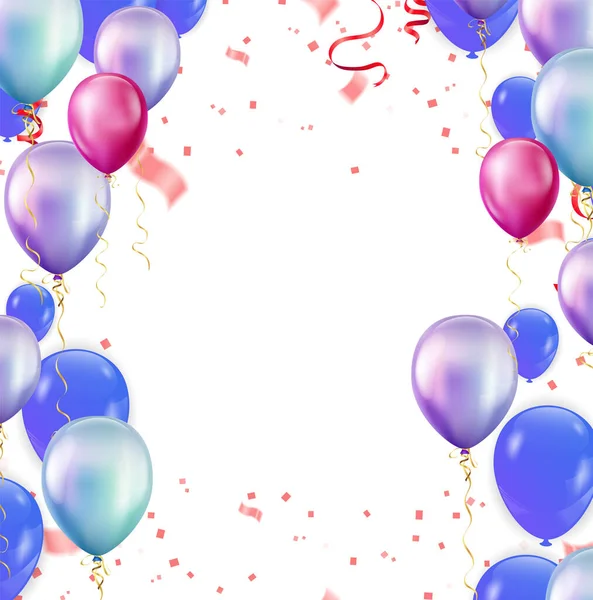 Ballons Avec Confettis Arrière Plan Vecteur Illustration Vectorielle Réaliste Pour — Image vectorielle