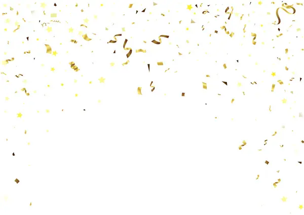Золотые Конфетти Белом Фоне Праздничное Оформление Векторная Иллюстрация Лицензионные Стоковые Векторы