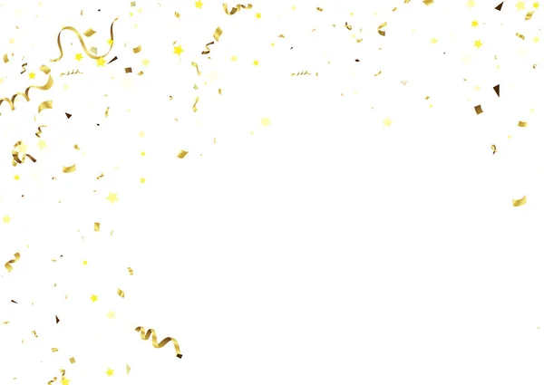 Serpentina Navideña Hoja Oro Streamers Cintas Estrella Confetti Cayendo Sobre — Vector de stock