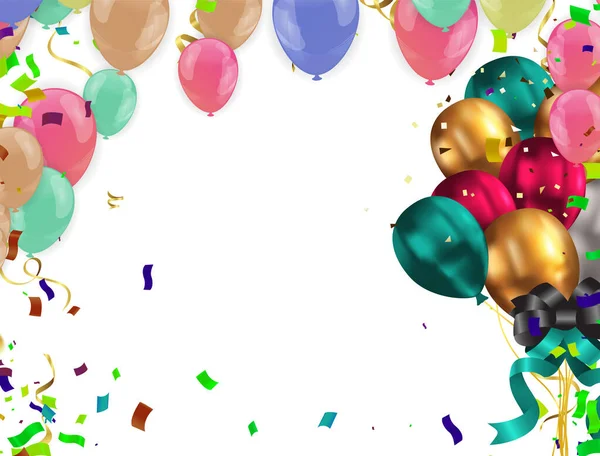 Birthday Background Colorful Balloons Confetti Vector Illustration — Stock Vector