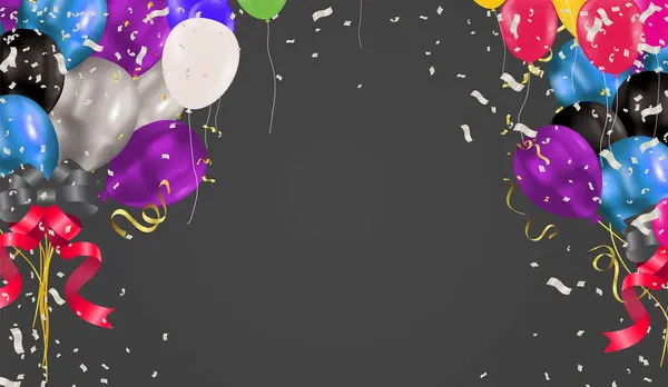 Balonlar Konfetilerle Kutlama Geçmişi Vektör Illüstrasyonu — Stok Vektör