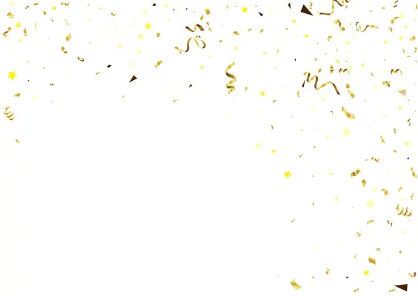 Золотые Конфетти Изолированы Белом Фоне Праздничное Оформление Векторная Иллюстрация — стоковый вектор