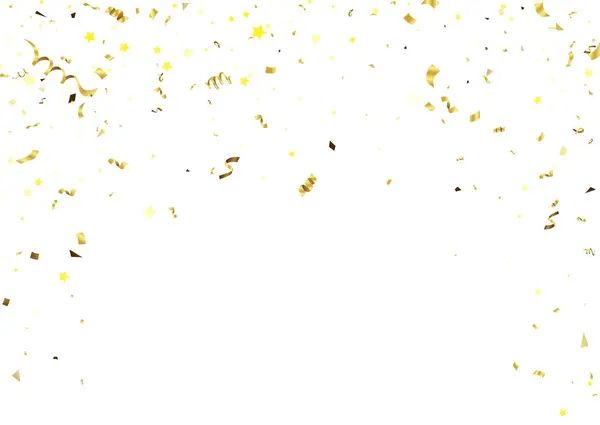 Золотые Конфетти Изолированы Белом Фоне Праздничное Оформление Векторная Иллюстрация Лицензионные Стоковые Иллюстрации