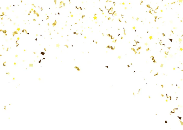 Золотые Конфетти Изолированы Белом Фоне Праздничная Векторная Иллюстрация Стоковый вектор