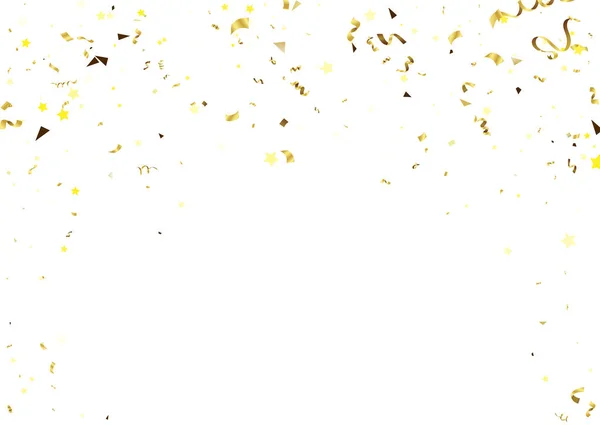 Шаблон Праздника Конфетти Золотыми Лентами Золотыми Белыми Лентами Векторные Иллюстрации — стоковый вектор