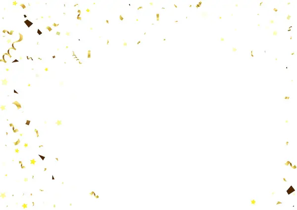 Happy Birthday Congratulations Banner Design Confetti Glossy Glitter Ribbon Party — Stock Vector