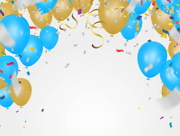 Vector party Gold balloons confetti concept design template holiday Happy Day