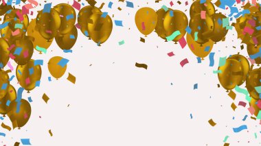 Balonlar ve konfetilerle kutlama geçmişi. Vektör illüstrasyonu.