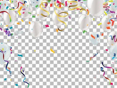 Balonlar ve konfetilerle kutlama geçmişi. Vektör illüstrasyonu.