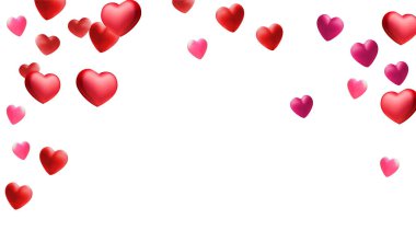 Valentine 'ın kalpleri şeffaf arka planda izole edilmiş. Aşk sınırının vektör kırmızı sembolleri Romantik bayrak ya da Mutlu Anneler Günü tebrik kartı tasarımı