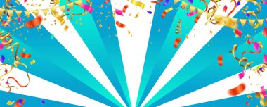 Balonlar ve konfetilerle dolu bir arka plan. Vektör çizimi. Eps 10