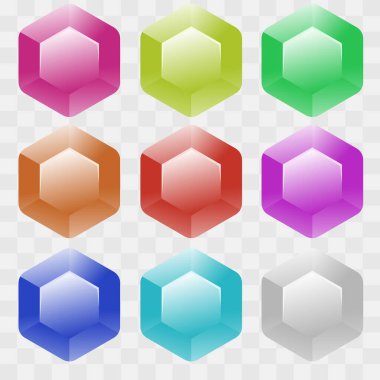 Renkli elmas seti. Şeffaf bir arkaplanda izole edilmiş.