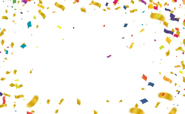 Konfeti ve kurdelelerle kutlama geçmişi. Vektör illüstrasyonu.