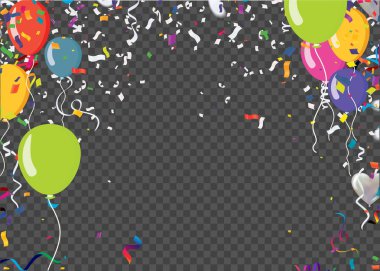 Doğum günü partisi arka plan balonları Mutlu vektör kutlama partisi afişi konfetileri