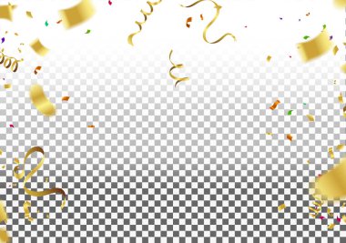 Balonlu, konfeti ve kıvrımlı flamalı ya da Parti Yılanlı Illustration Birthday Card. İzole Vektör