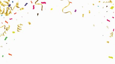 Saydam arka plan üzerinde izole düşen şenlikli renkli parlak konfeti. Vektör çizim