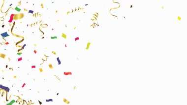 Saydam arka plan üzerinde izole düşen şenlikli renkli parlak konfeti. Vektör çizim