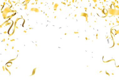 Beyaz arkaplanda renkli konfeti afiş, poster, broşür, tebrik kartı ve reklam için Vektör illüstrasyonuName