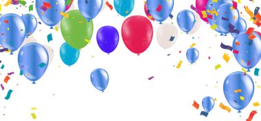 Kutlama pankartı konfeti ve balonla