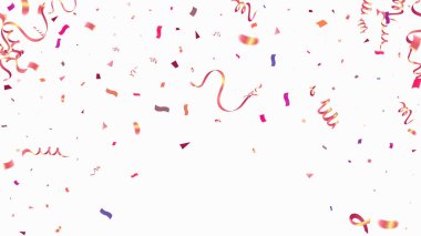 Pembe kırmızı Confetti Düşen Kutlama arka plan şablonu konfeti şeritli. Mutlu günler konfeti, illüstrasyon. Broşür ya da broşür kutlayın. Mutlu yıllar.