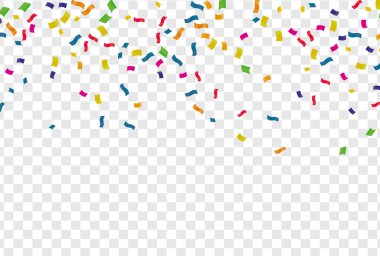 Şeffaf arka planda renkli konfeti. Vektör çizimi. EPS 10