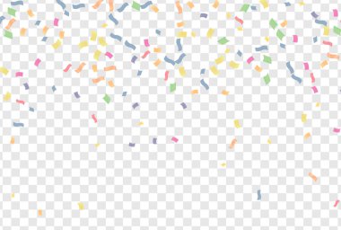 Şeffaf arka planda renkli konfeti. Vektör çizimi. EPS 10