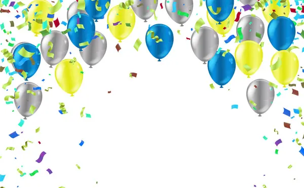 Balonlar ve konfetilerle kutlama geçmişi. Vektör illüstrasyonu.