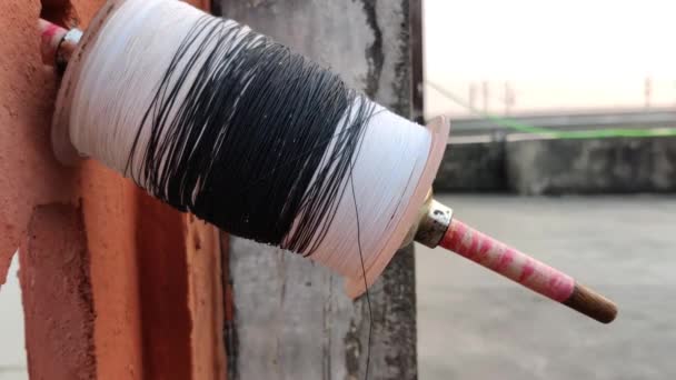 Footage Charkha Shot Sunset Thread Flying Paper Kite Makar Sankranti — Αρχείο Βίντεο